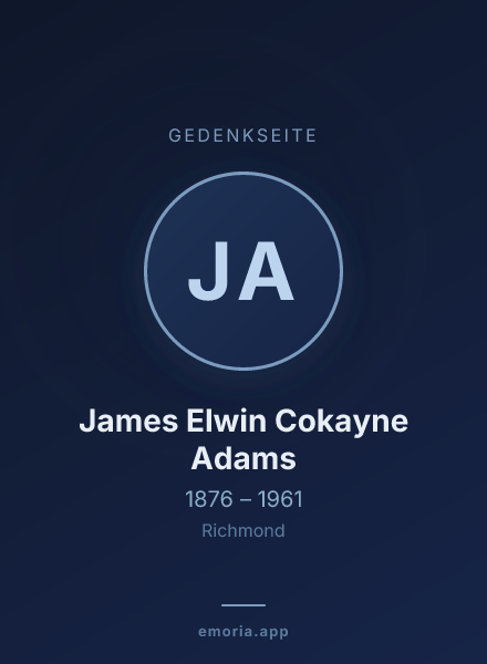 Gedenkportrait von James Elwin Cokayne Adams