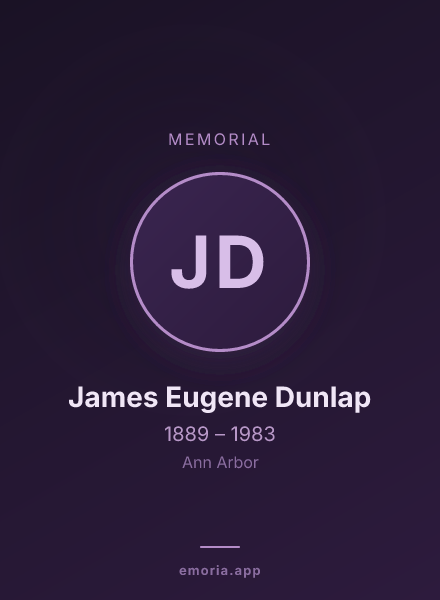Memorial portrait of James Eugene Dunlap