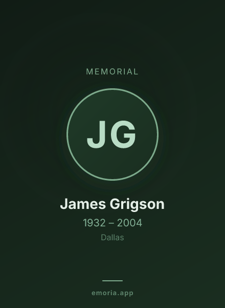 Memorial portrait of James Grigson
