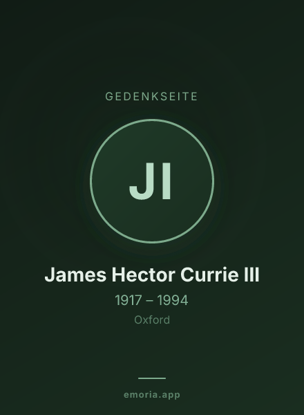 Gedenkportrait von James Hector Currie III
