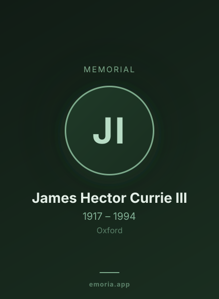 Memorial portrait of James Hector Currie III