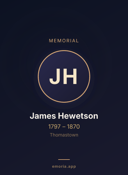 Memorial portrait of James Hewetson