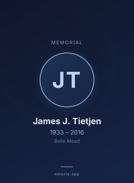 Memorial portrait of James J. Tietjen
