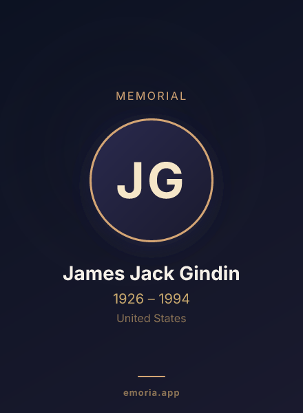Memorial portrait of James Jack Gindin