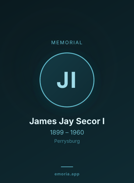 Memorial portrait of James Jay Secor I