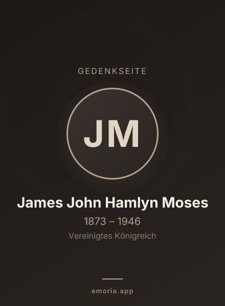 Gedenkportrait von James John Hamlyn Moses