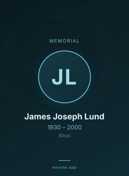 Memorial portrait of James Joseph Lund