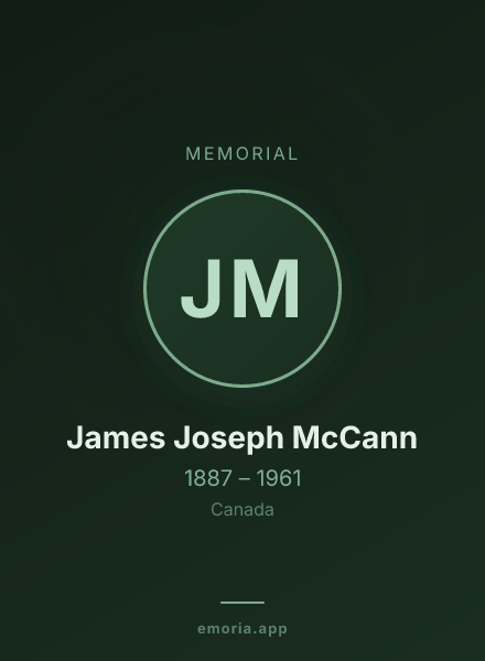 Memorial portrait of James Joseph McCann