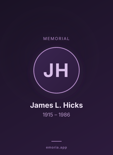 Memorial portrait of James L. Hicks