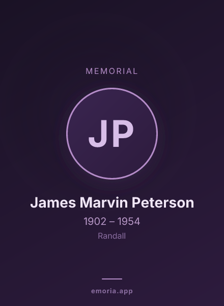 Memorial portrait of James Marvin Peterson