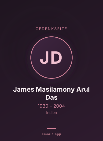 Gedenkportrait von James Masilamony Arul Das
