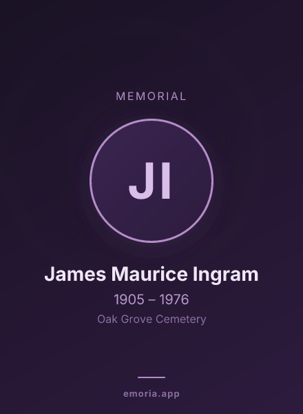 Memorial portrait of James Maurice Ingram