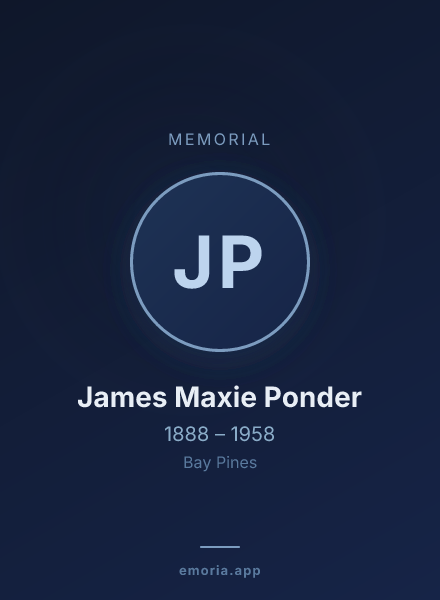 Memorial portrait of James Maxie Ponder