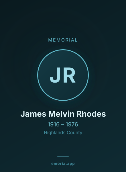 Memorial portrait of James Melvin Rhodes