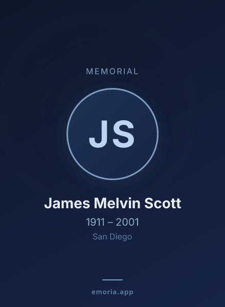 Memorial portrait of James Melvin Scott
