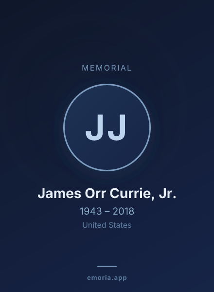Memorial portrait of James Orr Currie, Jr.