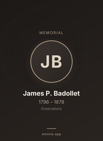 Memorial portrait of James P. Badollet