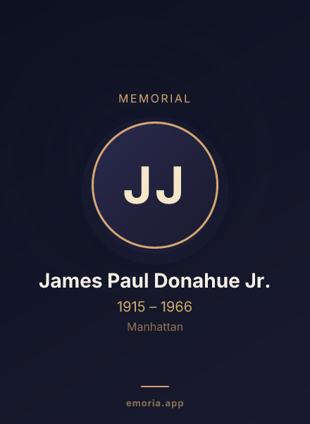 Memorial portrait of James Paul Donahue Jr.