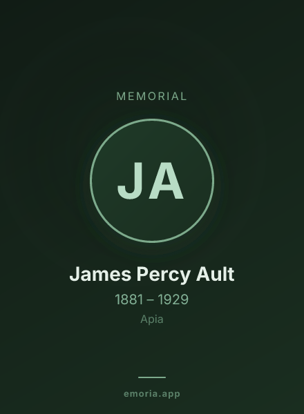 Memorial portrait of James Percy Ault