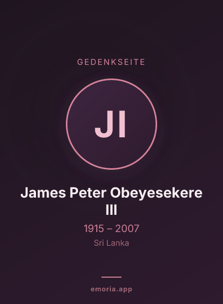 Gedenkportrait von James Peter Obeyesekere III