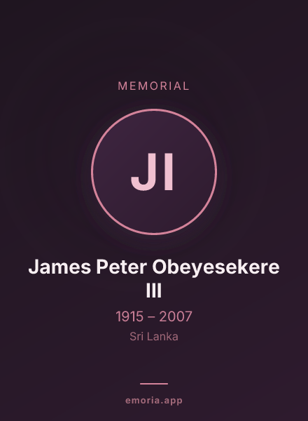 Memorial portrait of James Peter Obeyesekere III