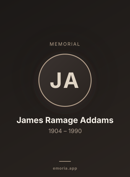 Memorial portrait of James Ramage Addams