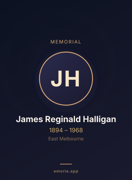 Memorial portrait of James Reginald Halligan