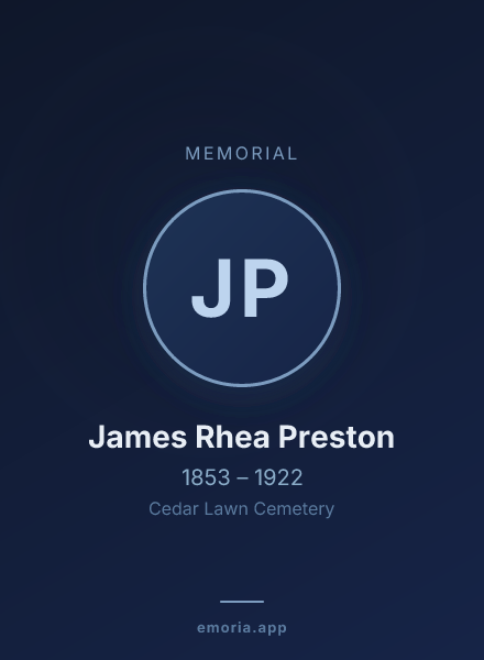 Memorial portrait of James Rhea Preston