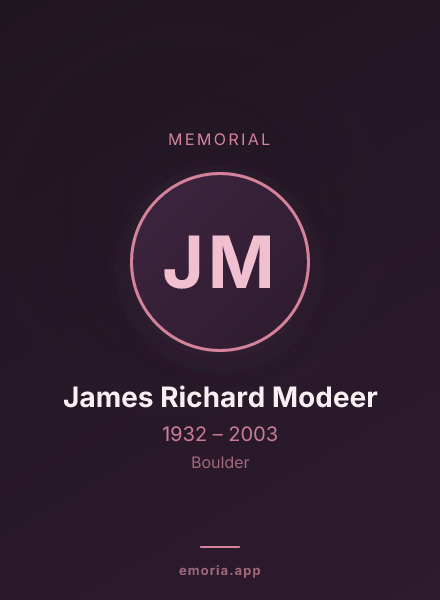 Memorial portrait of James Richard Modeer