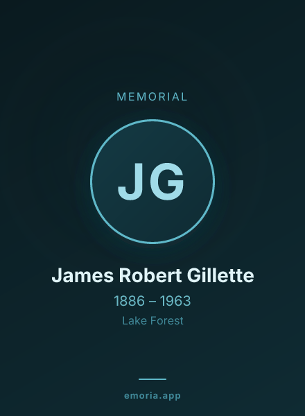 Memorial portrait of James Robert Gillette