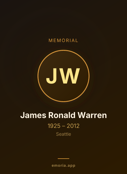 Memorial portrait of James Ronald Warren