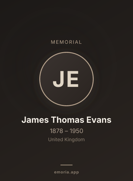 Memorial portrait of James Thomas Evans