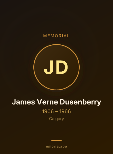 Memorial portrait of James Verne Dusenberry