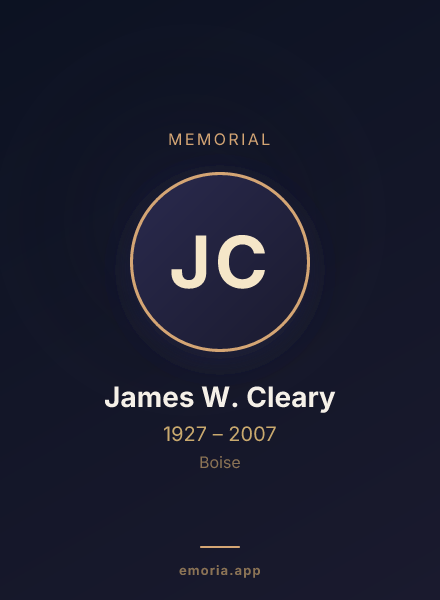 Memorial portrait of James W. Cleary