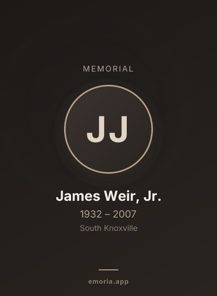 Memorial portrait of James Weir, Jr.