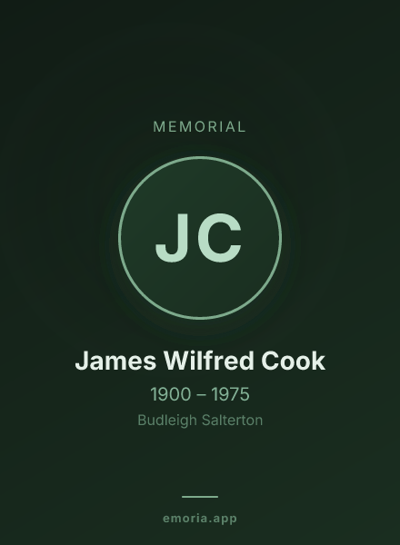 Memorial portrait of James Wilfred Cook