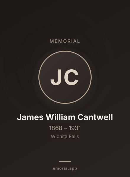 Memorial portrait of James William Cantwell