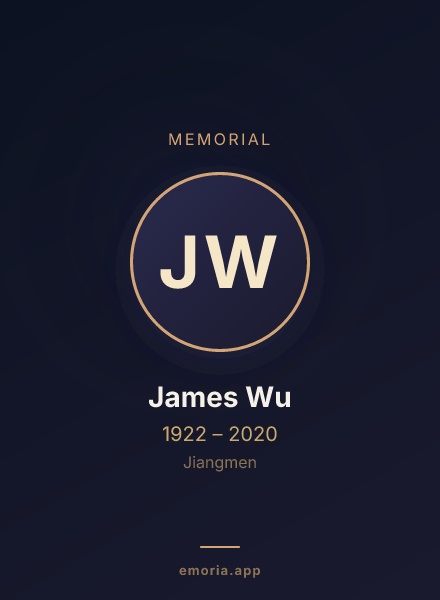 Memorial portrait of James Wu