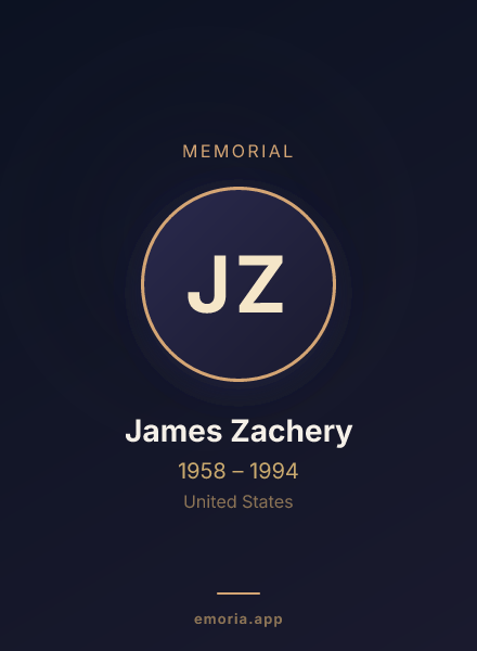 Memorial portrait of James Zachery