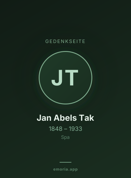 Gedenkportrait von Jan Abels Tak