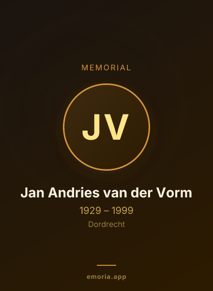 Memorial portrait of Jan Andries van der Vorm