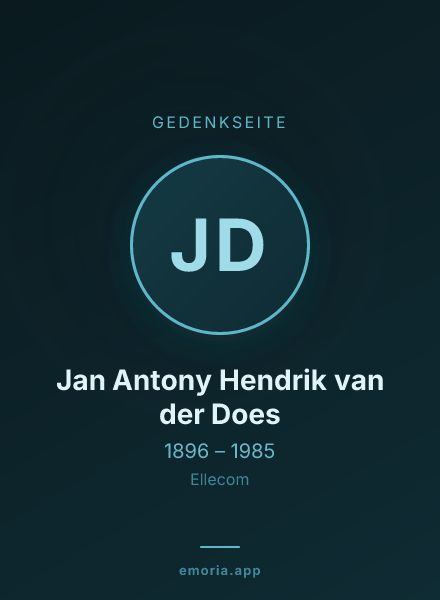 Gedenkportrait von Jan Antony Hendrik van der Does