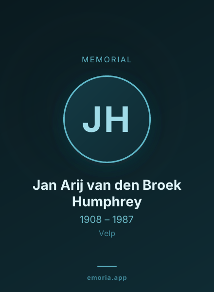 Memorial portrait of Jan Arij van den Broek Humphrey