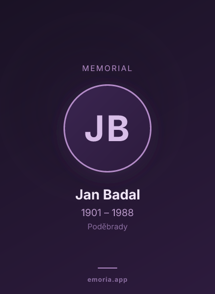 Memorial portrait of Jan Badal