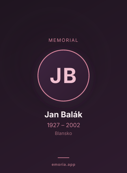 Memorial portrait of Jan Balák