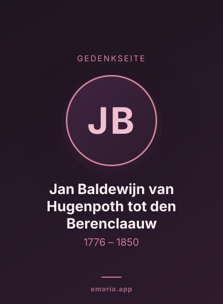 Gedenkportrait von Jan Baldewijn van Hugenpoth tot den Berenclaauw