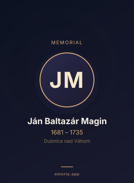 Memorial portrait of Ján Baltazár Magin
