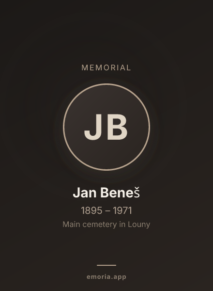 Memorial portrait of Jan Beneš