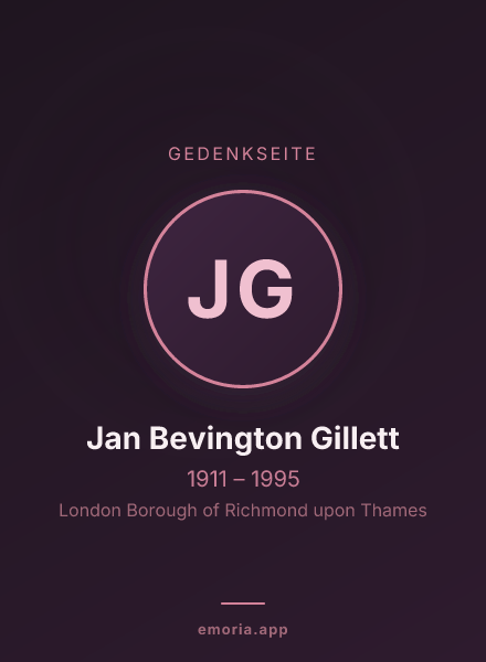 Gedenkportrait von Jan Bevington Gillett
