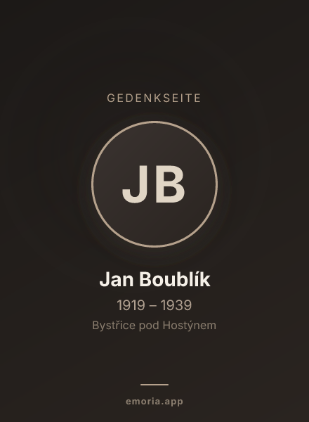 Gedenkportrait von Jan Boublík
